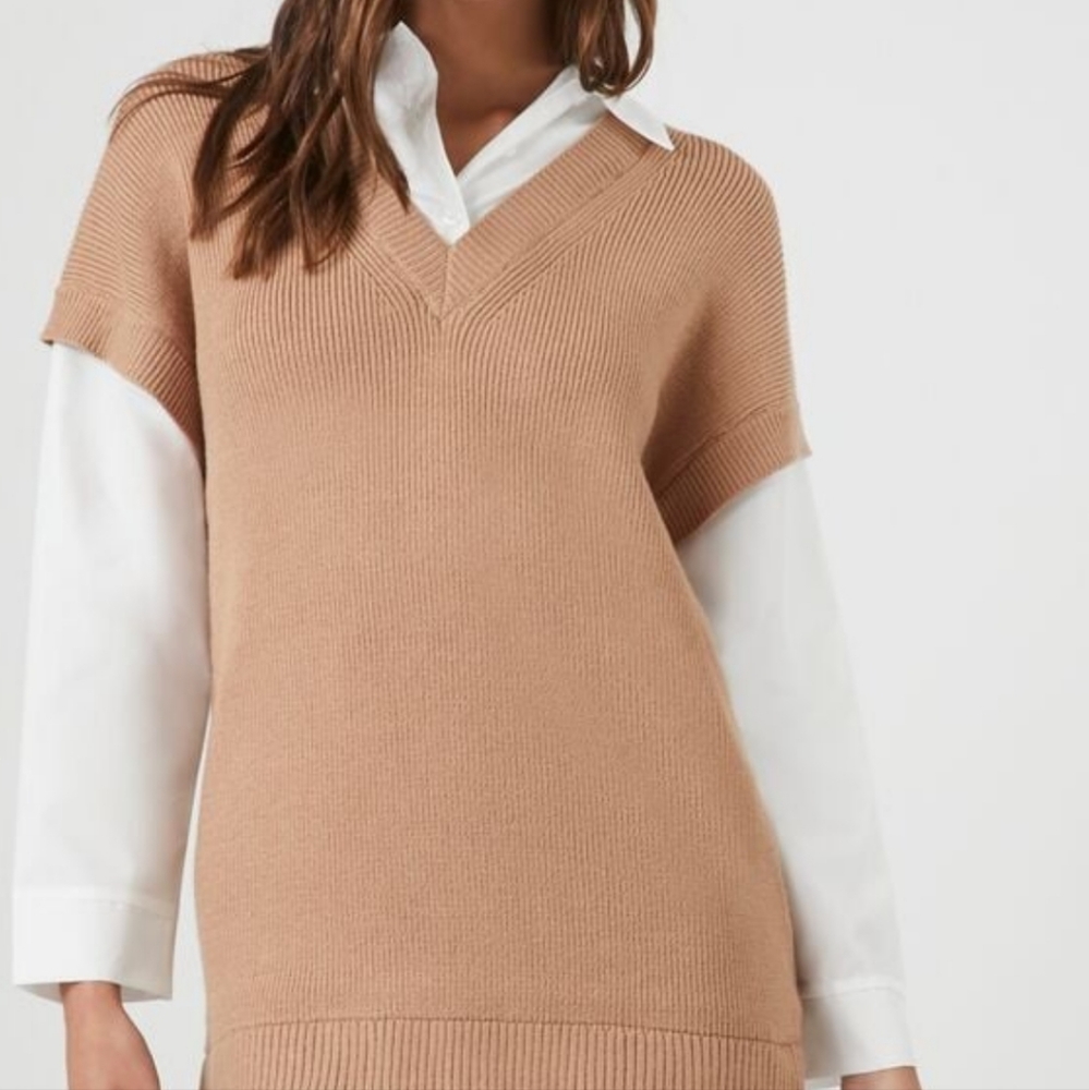 F21 Beige Sweater and shirt dress